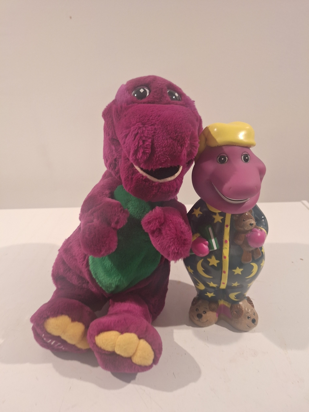 Barney Plush Purple Dinosaur Toy with Green Belly And Soap Bottle